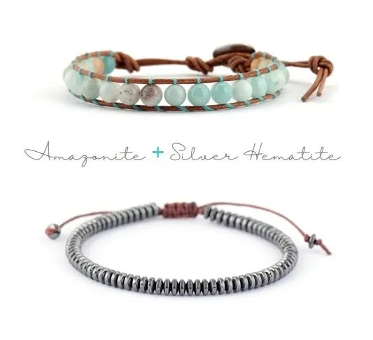 Natural Amazonite Single Wrap Adjustable Bracelet