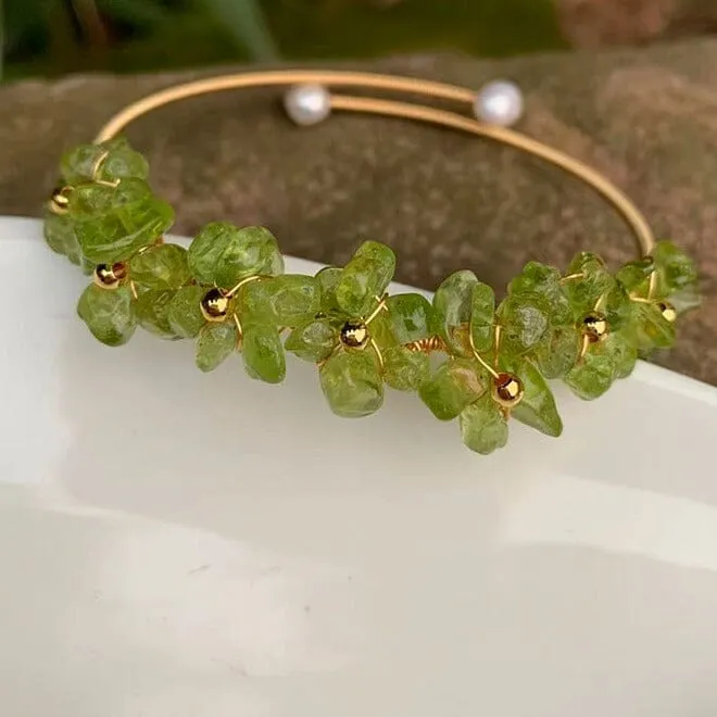 Natural Olivine Crystal Peridot Gem Bracelet