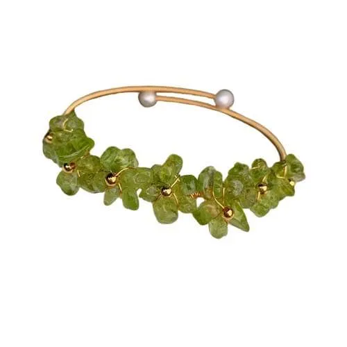 Natural Olivine Crystal Peridot Gem Bracelet