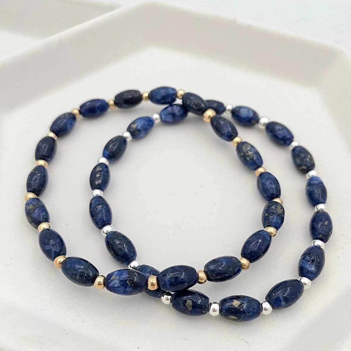 Navy Blue Quartz Bead Bracelet Limited Edition