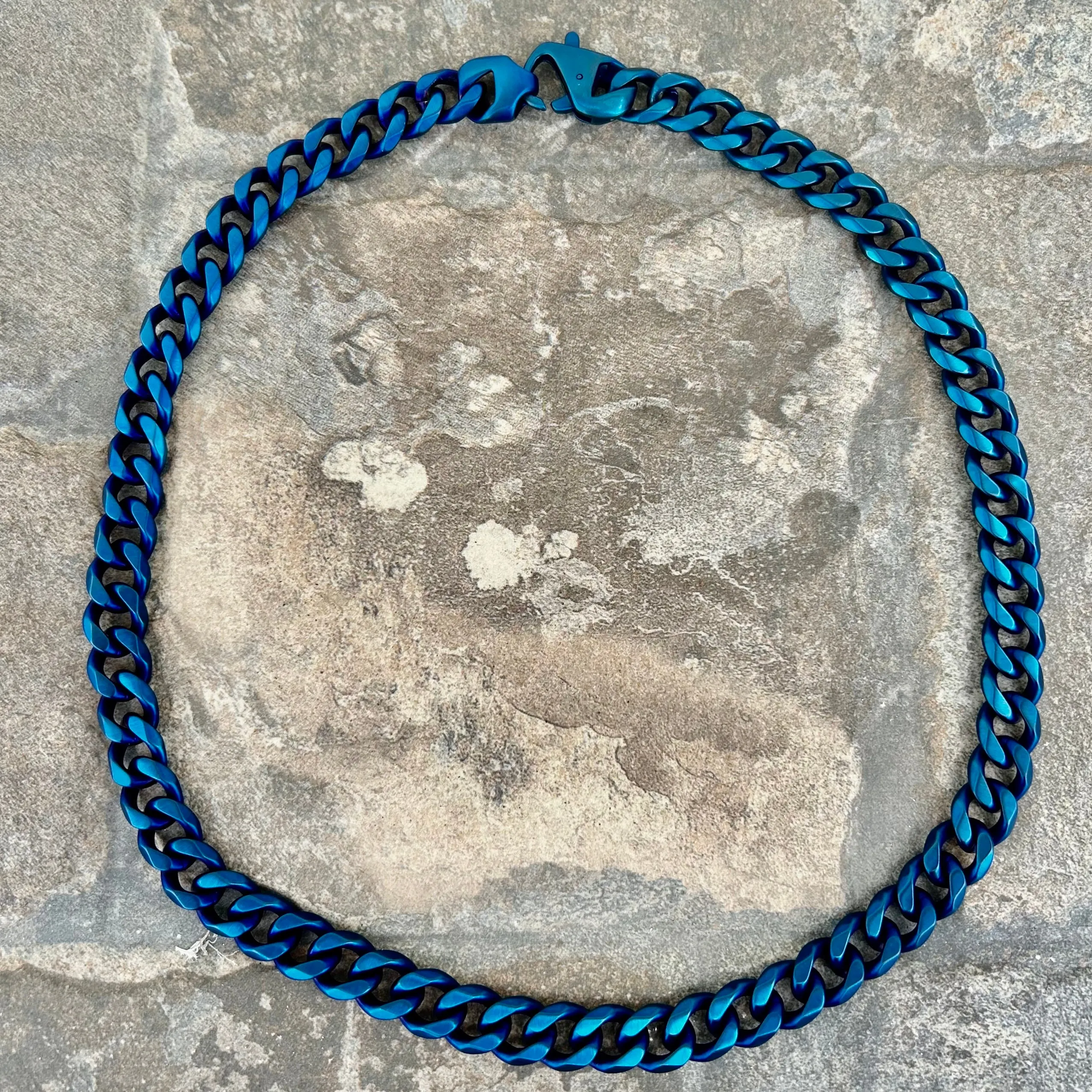 Necklace - Diamond Cut Cuban Link - Custom - Blue - 3/8 Wide - CN04