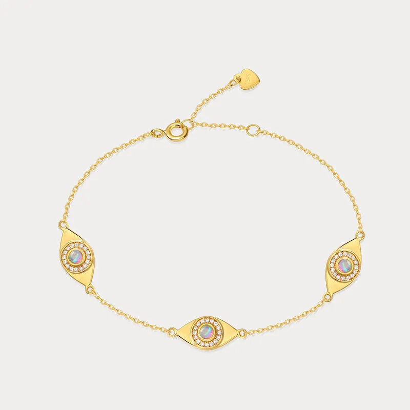 Opal Evil Eye Station Bracelet