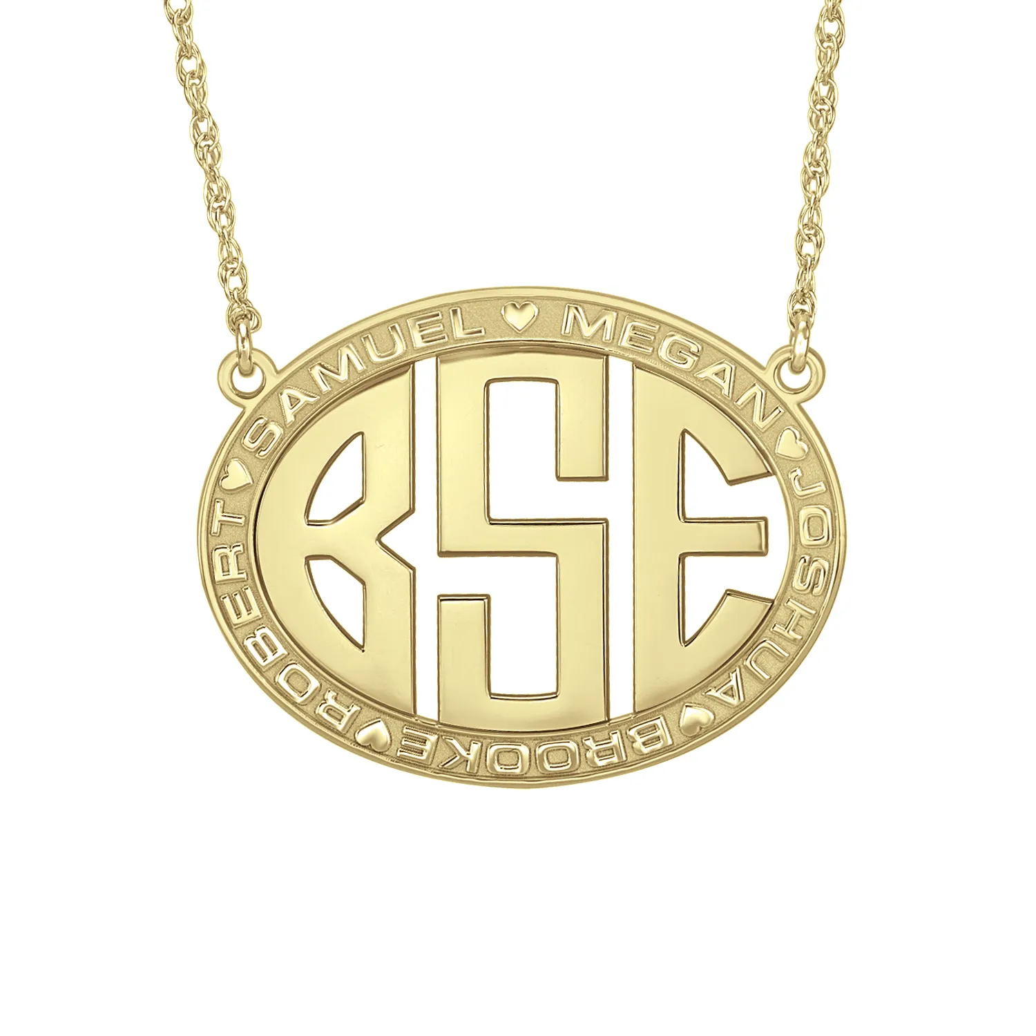 Oval Cutout Block Monogram Mothers Necklace