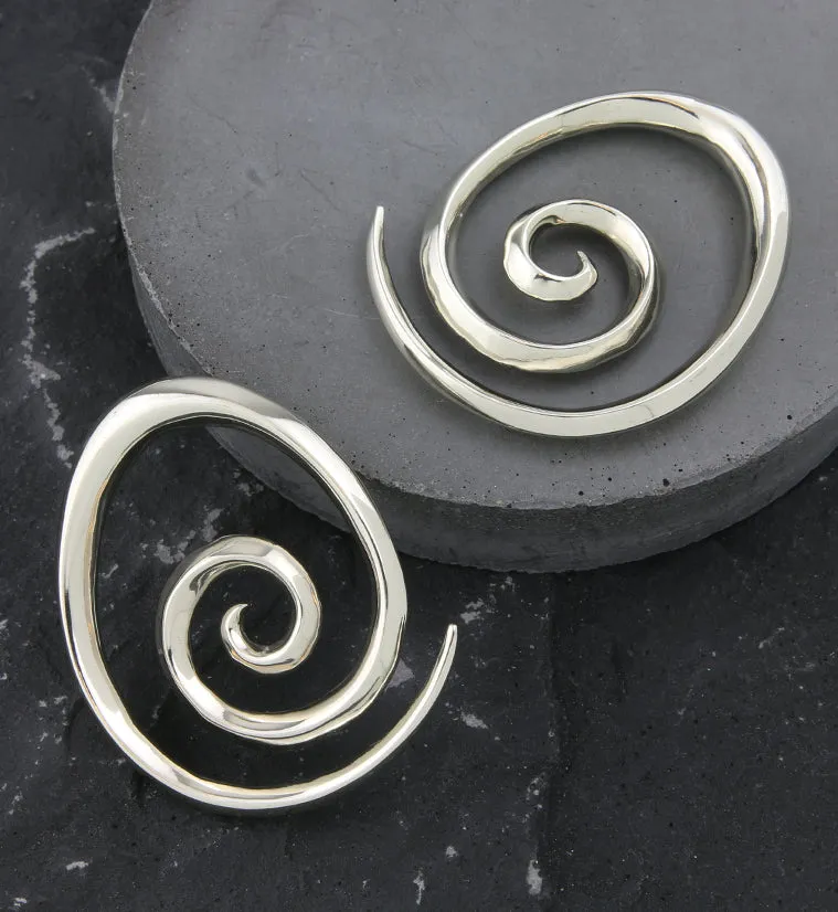 Oviform Spiral White Brass Ear Weights