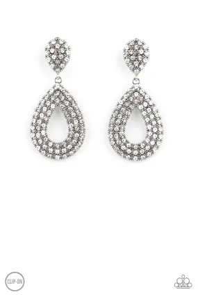 Pack In The Pizzazz White Clip-On Earrings