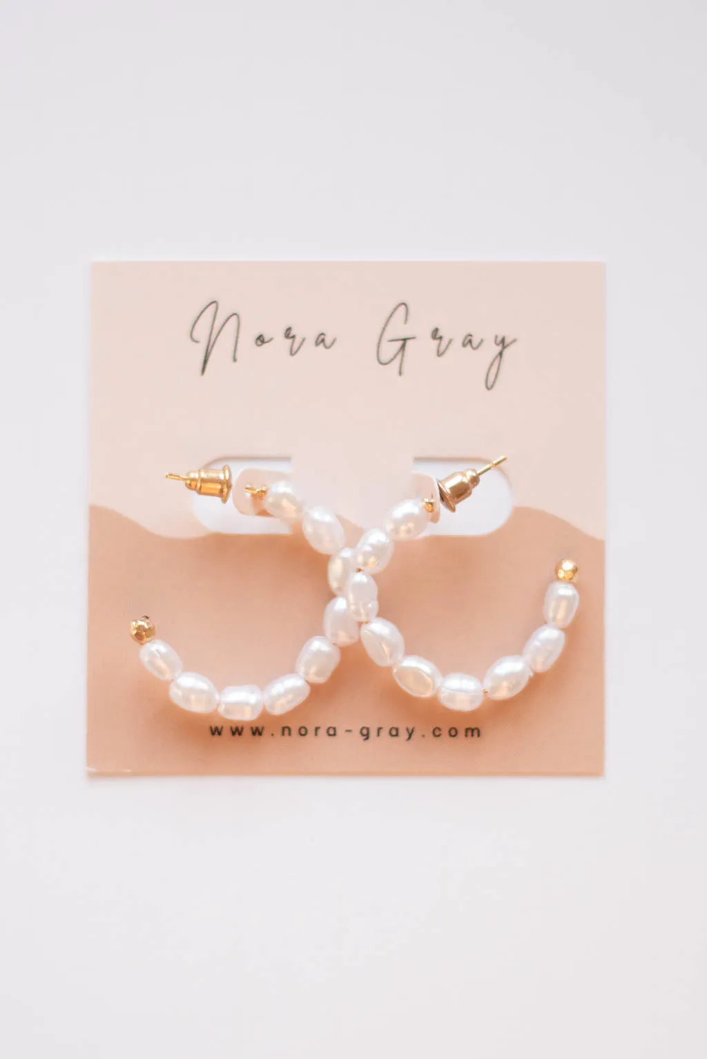 Pearly Beaded Hoop Earrings | Small