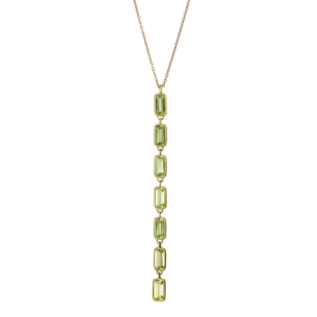 Peridot Baguette Stiletto Lariat Necklace