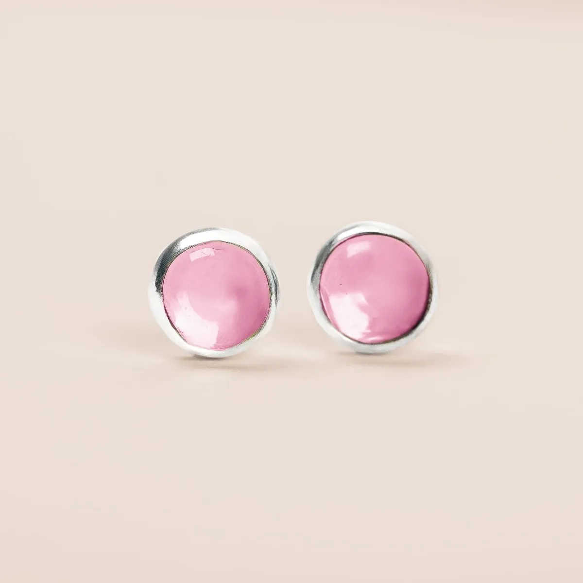 Pink Sapphire Gemstone Stud Earrings