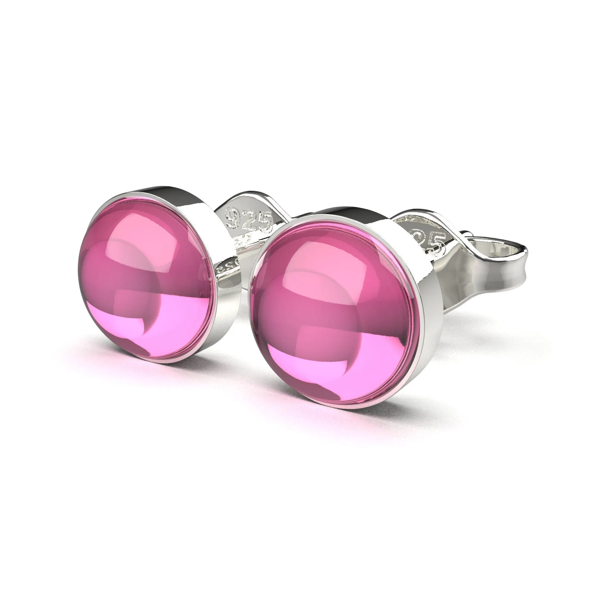 Pink Sapphire Gemstone Stud Earrings