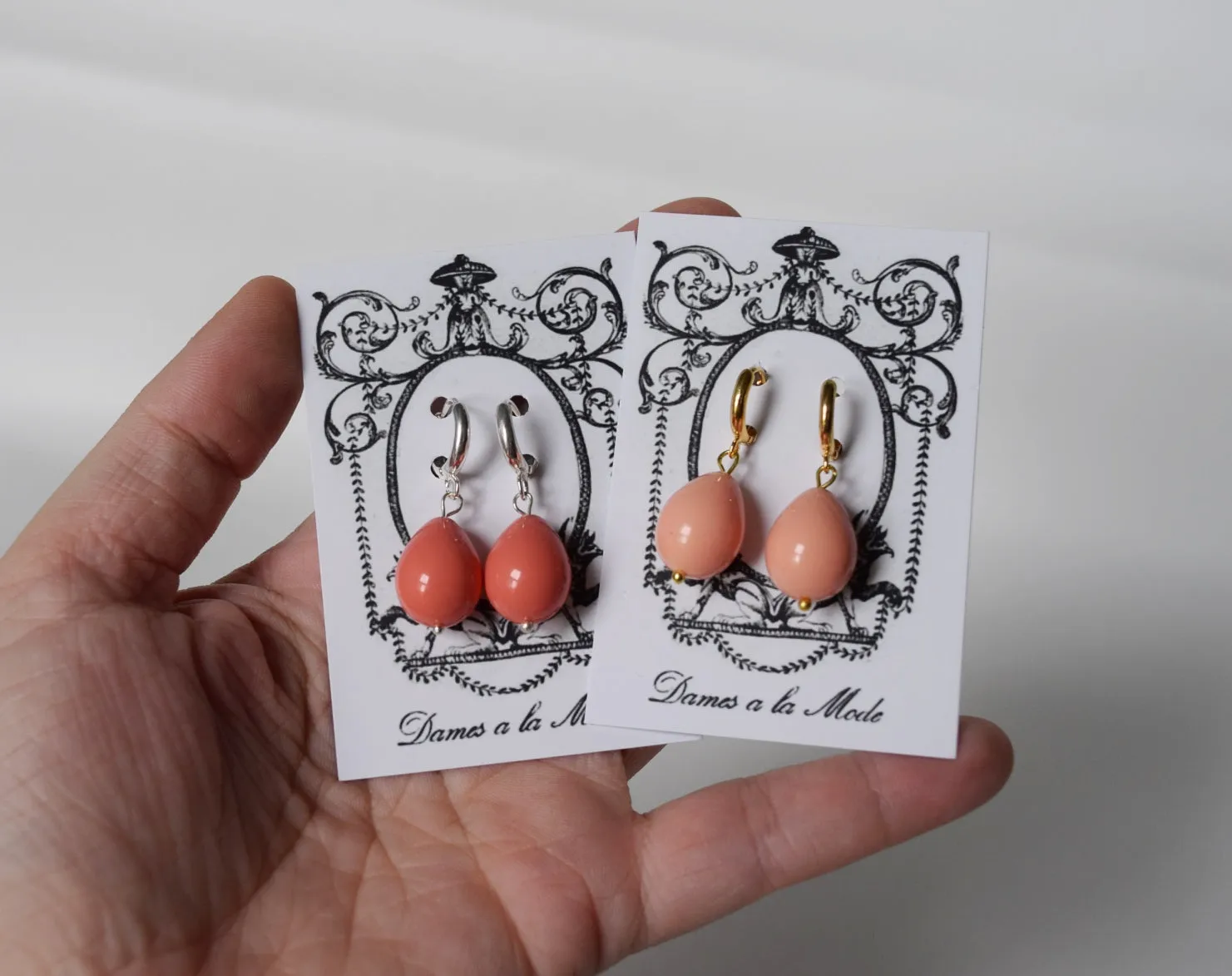 Pink Shell Pearl Coral Drop Earrings