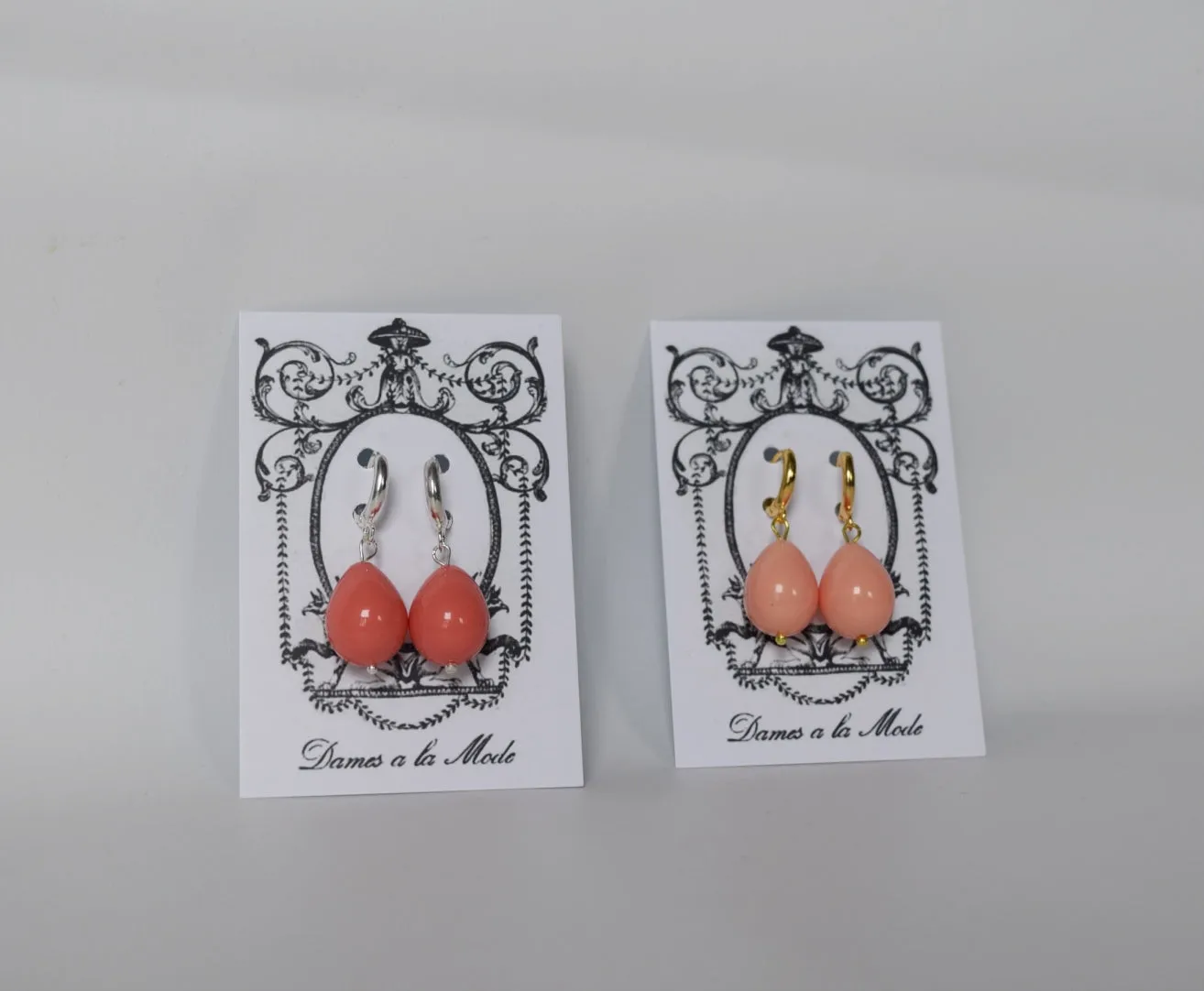 Pink Shell Pearl Coral Drop Earrings