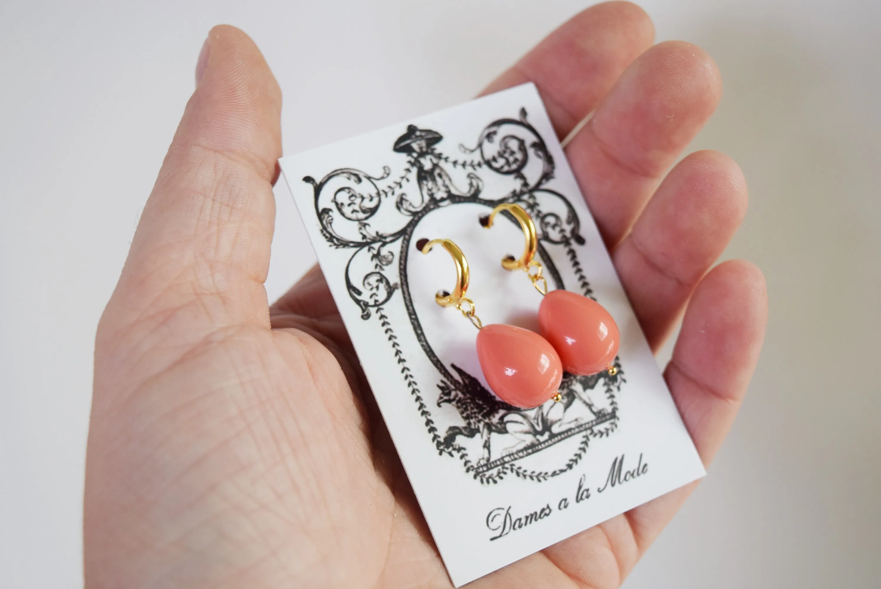 Pink Shell Pearl Coral Drop Earrings