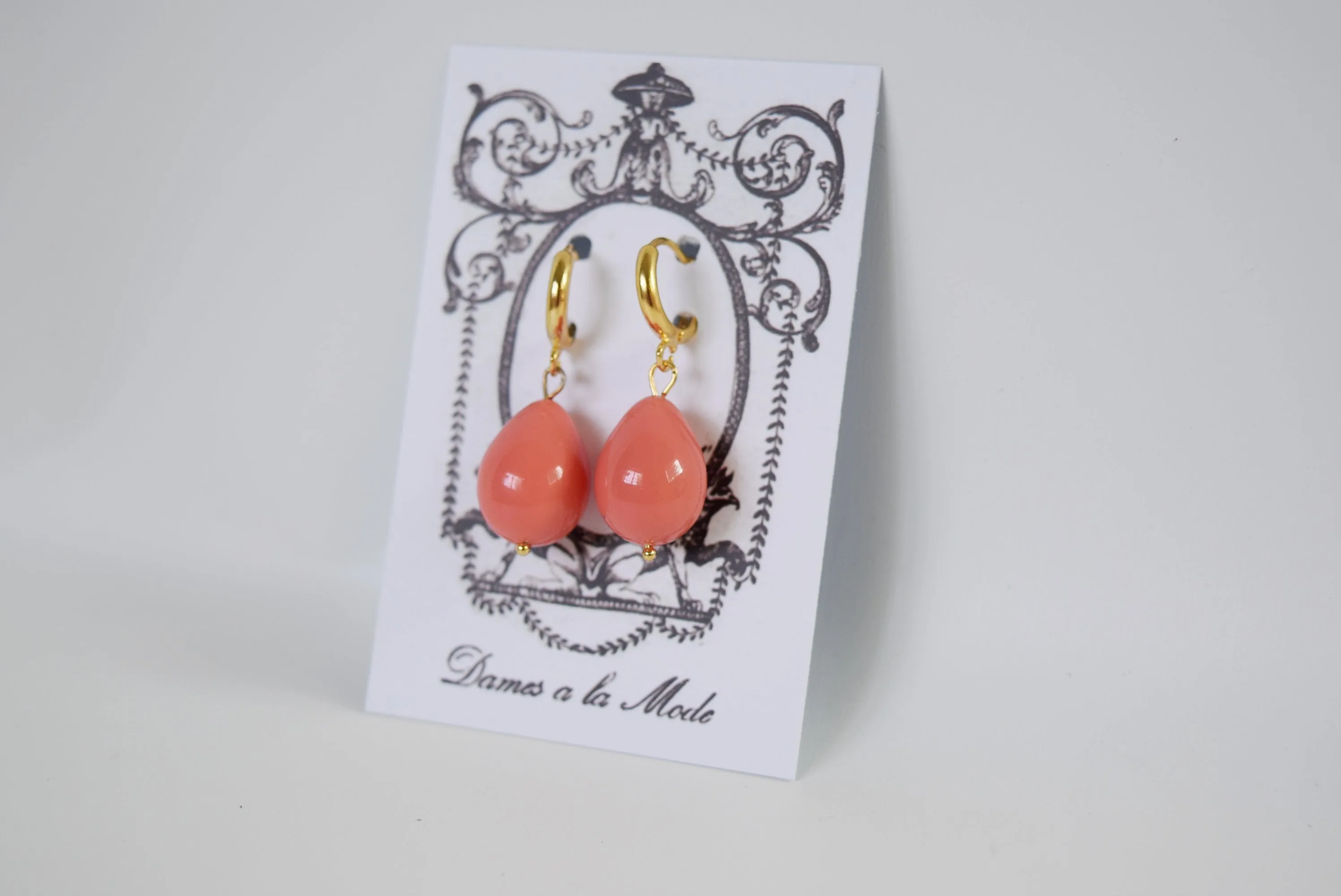 Pink Shell Pearl Coral Drop Earrings