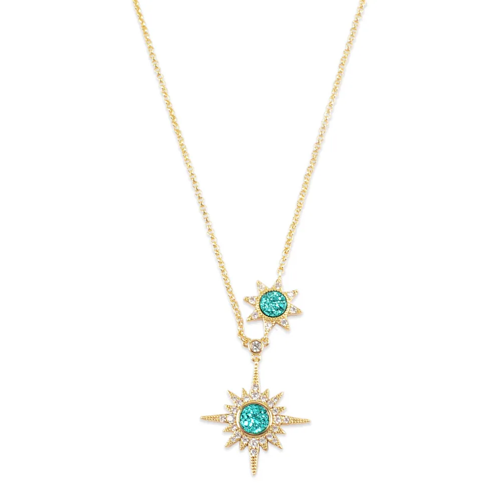 Poseidon Star Druzy Charm Chain Necklace For Women