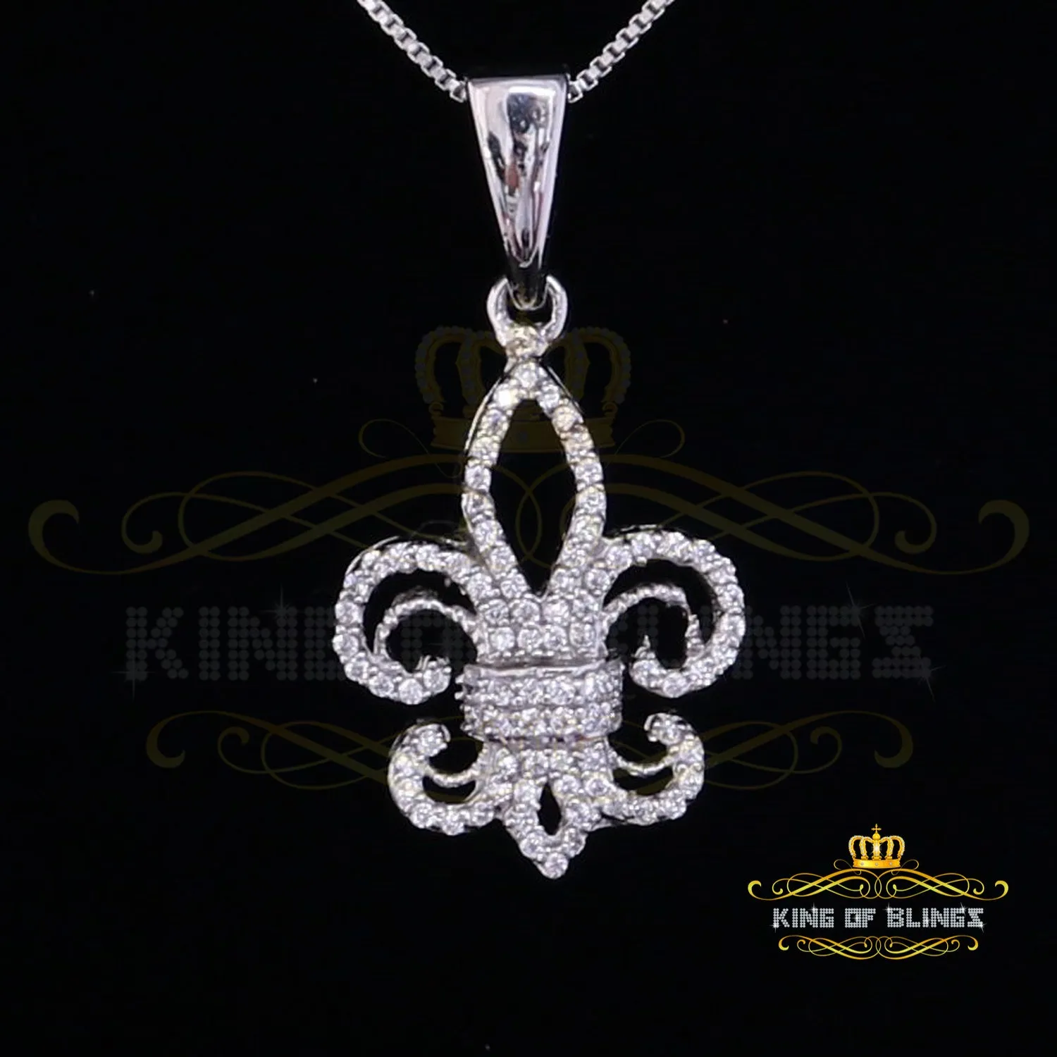 Promise Fleur de Lis Shape White Sterling Silver Pendant 0.69ct Cubic Zirconia