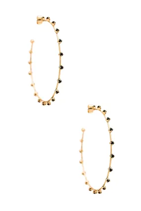 Rhinestone Hoop Earrings - Black