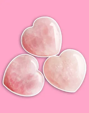 Rose Quartz Crystal Gem Hearts Set of 3 (1 Inch)