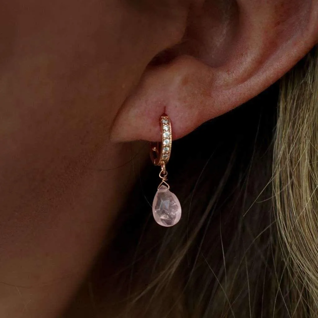 Rose Quartz Dangle Drop Earrings