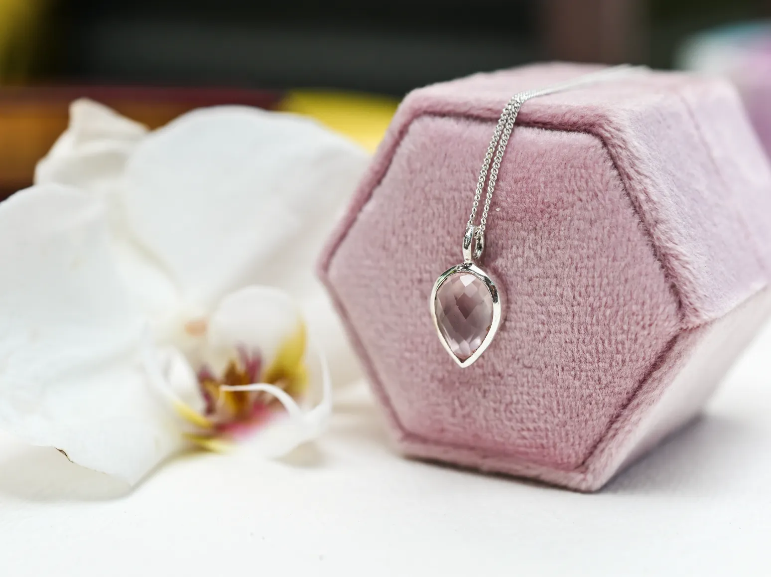 Rose Quartz Gem Drop Pendant