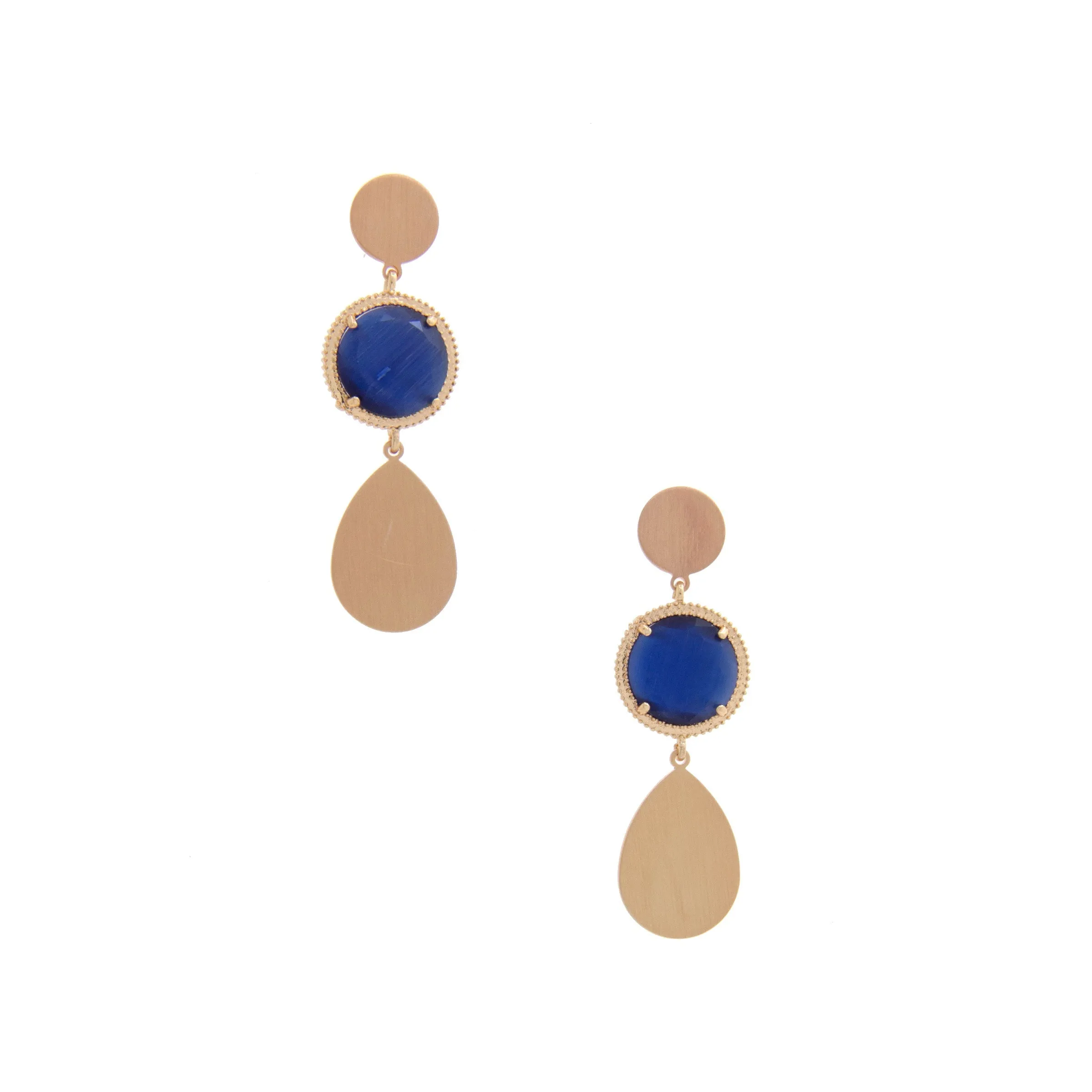 Round Gem Teardrop Dangle Earring