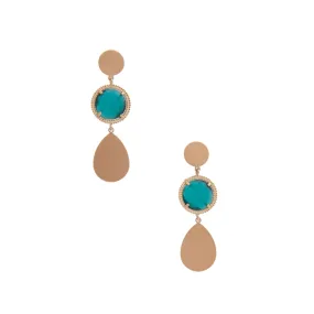 Round Gem Teardrop Dangle Earring