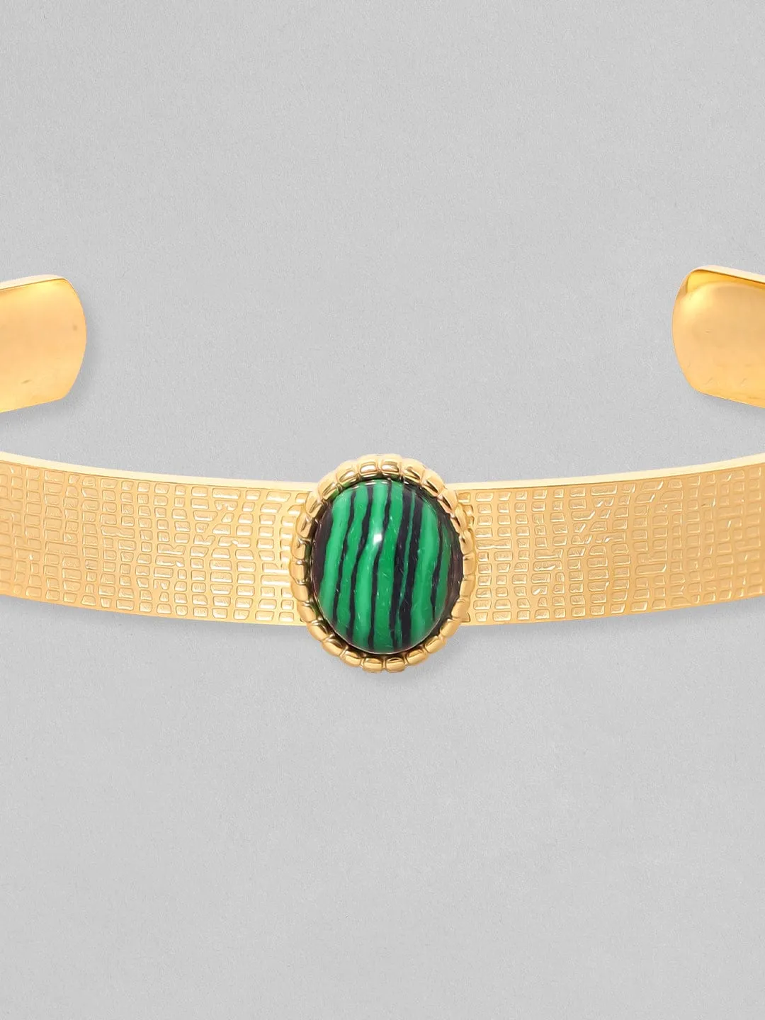 Rubans Voguish 18K Gold Plated Green Gem Studded Waterproof Bracelet.