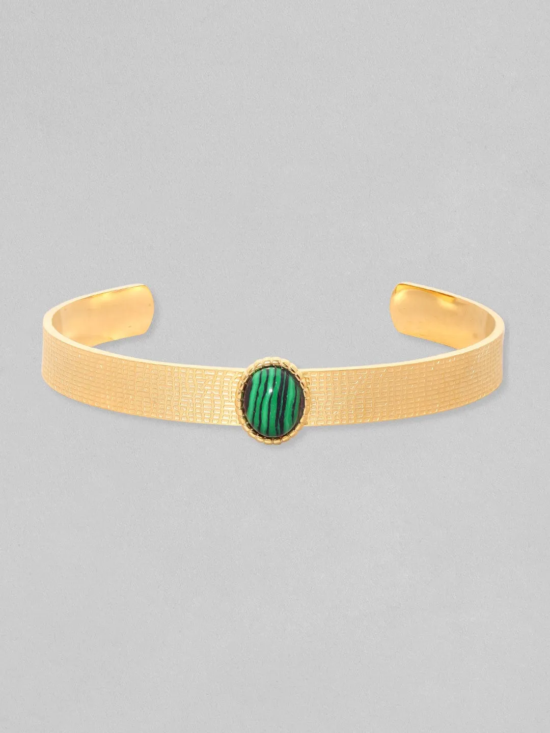 Rubans Voguish 18K Gold Plated Green Gem Studded Waterproof Bracelet.