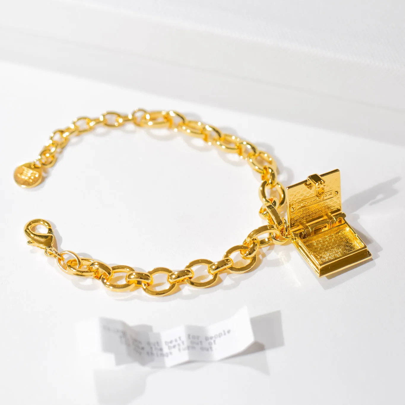 Secret Diary Book Bracelet (Pearl) - Gold