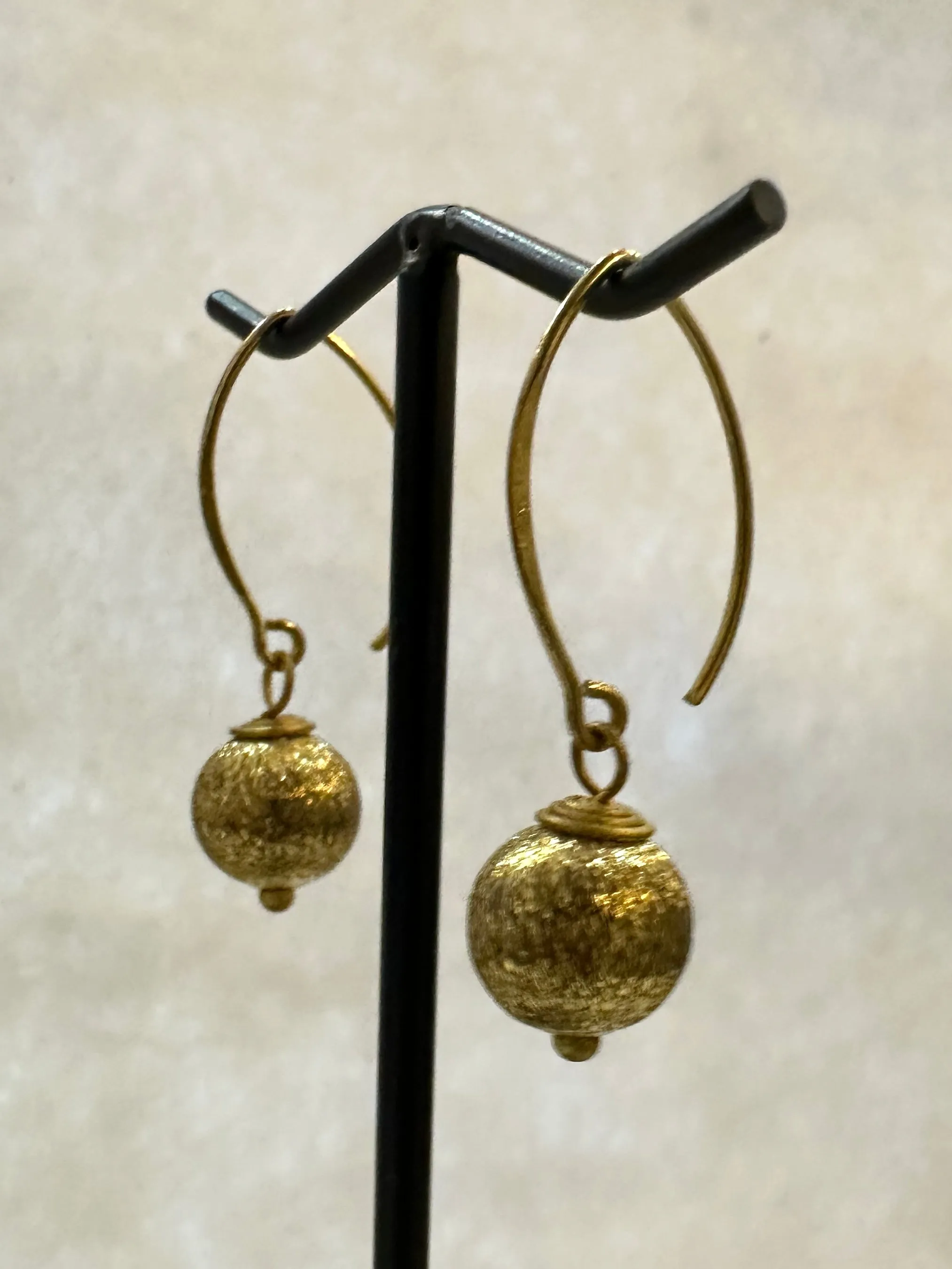 Silk Thread Gold Ball Drop Earrings