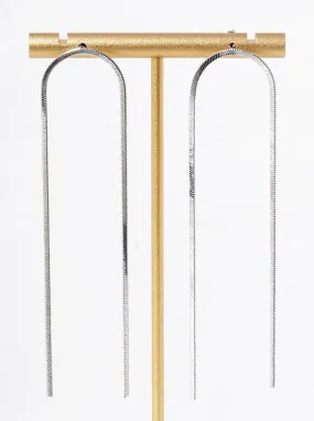 Silver Chain Drop Linear Earrings