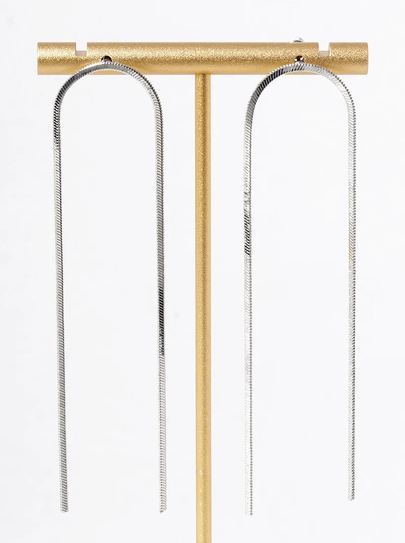 Silver Chain Drop Linear Earrings