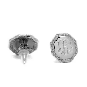 Silver CZ Monogram Earrings