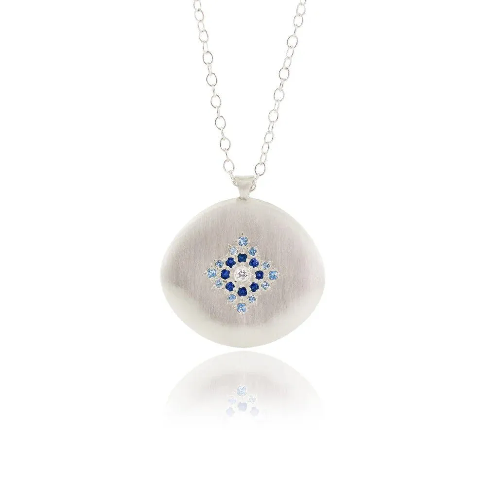 Silver Star Light Necklace with Aquamarines and Blue Sapphires