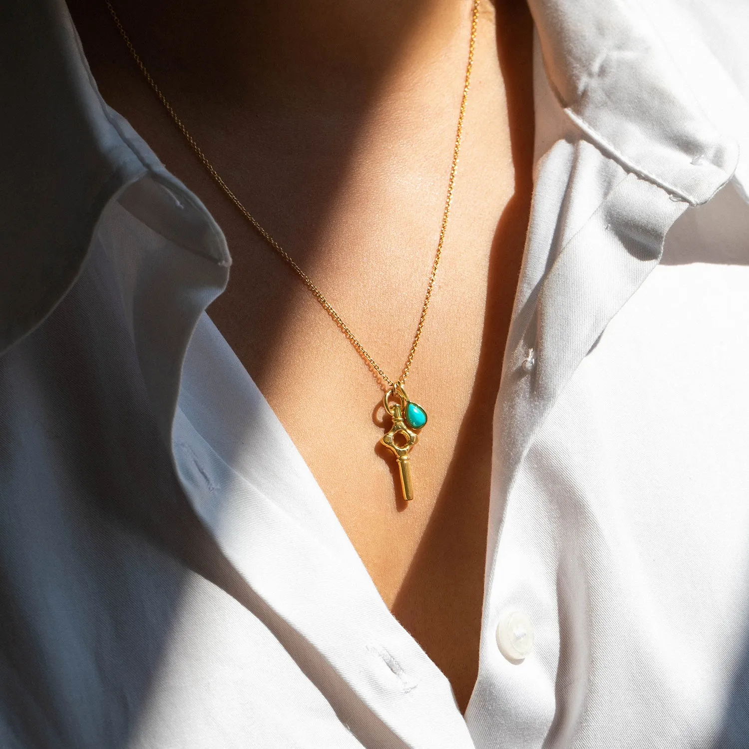 Small Teardrop Gem Charm | Turquoise