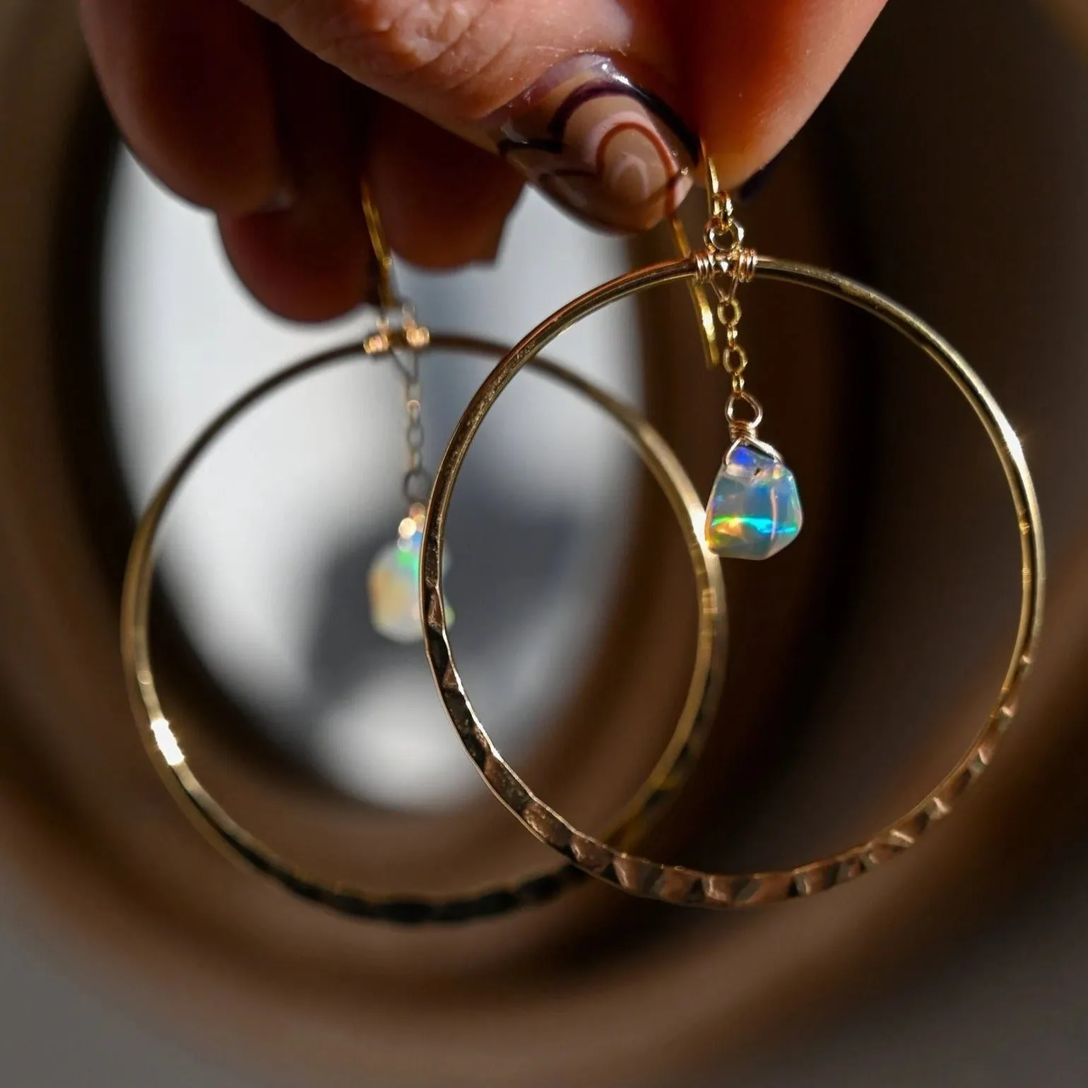 Spirit & Soul Opal Gold Hoop Earrings