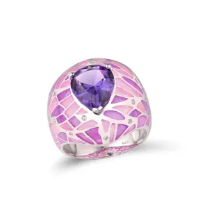 Splendid Water Drop Amethyst Ring - 925 Sterling Silver