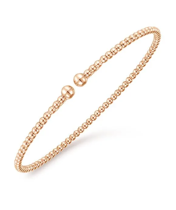 Split 14K Rose Gold Beaded Bujukan Bangle