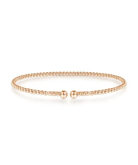 Split 14K Rose Gold Beaded Bujukan Bangle