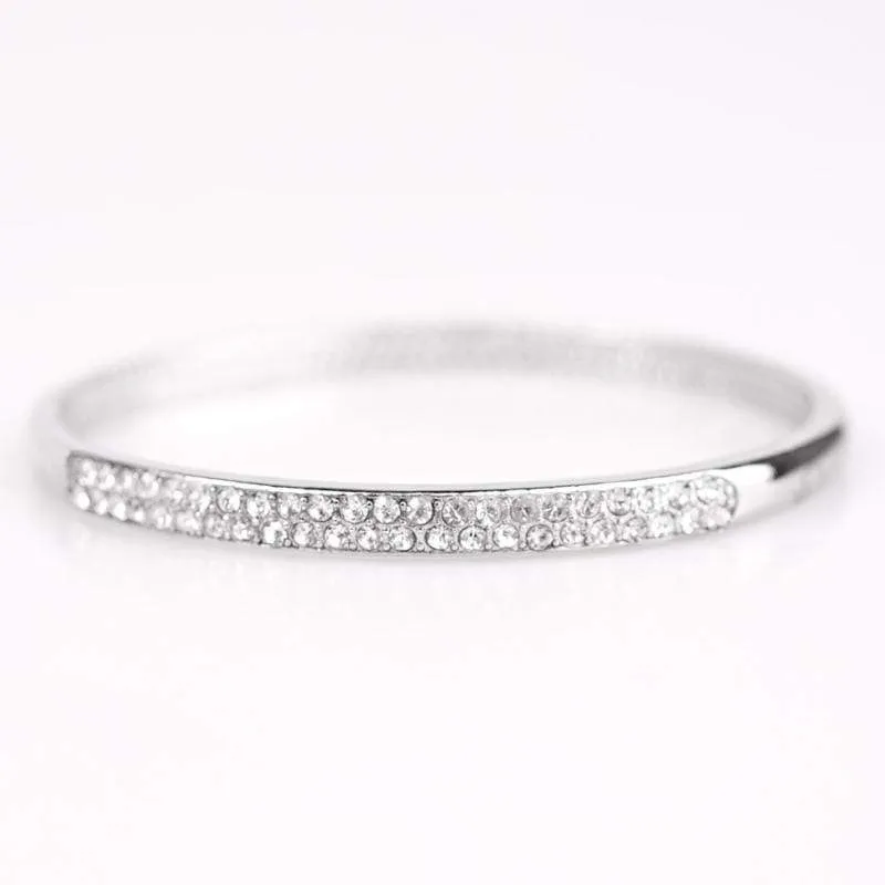 Spread the Sparkle White Rhinestone Bangle Bracelet