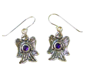 Sterling Silver Earrings for Women. Angels Israeli Jewelry Earrings set with gemstones