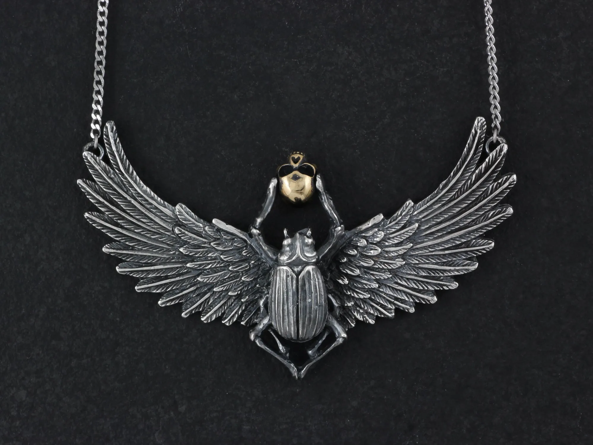 Sterling Silver Large Scarab Necklace