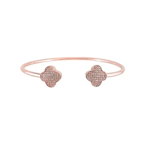 Sterling Silver Lucky Four-Leaf Clover Bangle Cuff - Rose Gold