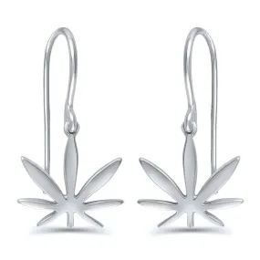 Sterling Silver Modern 7 Leaf Hook Earrings