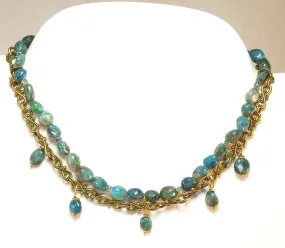 Teal Apatite Gemstone Statement Necklace