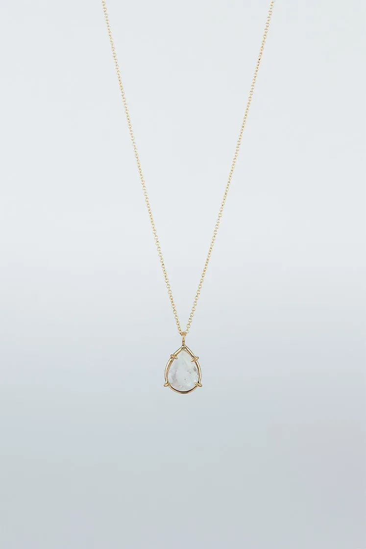 Teardrop Gem Cut Necklace - Moonstone