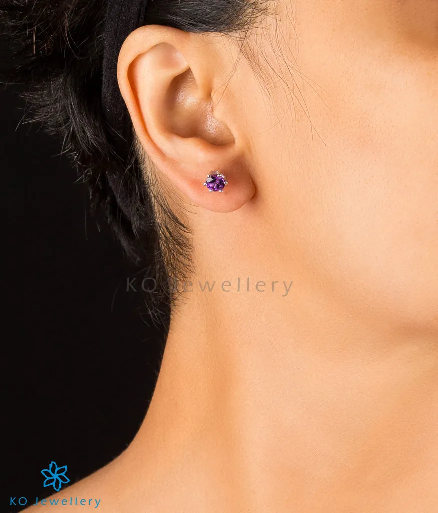 The Eka Silver Ear-studs (Garnet)