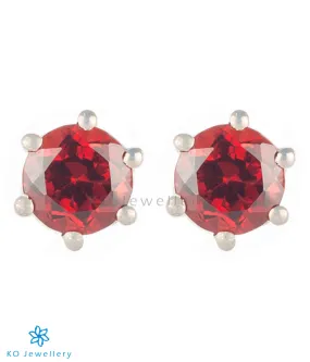 The Eka Silver Ear-studs (Garnet)