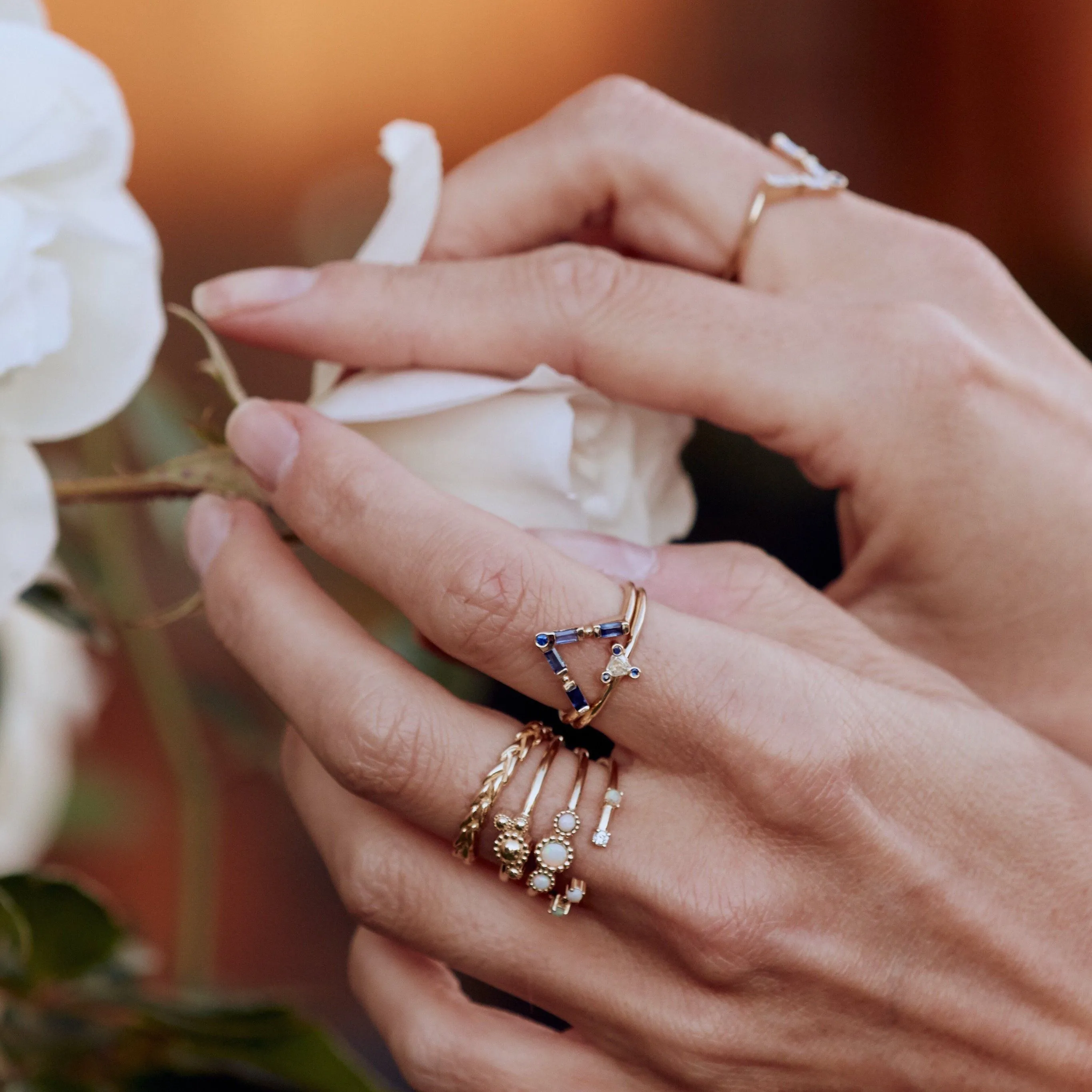 Three Flower Opal Ring