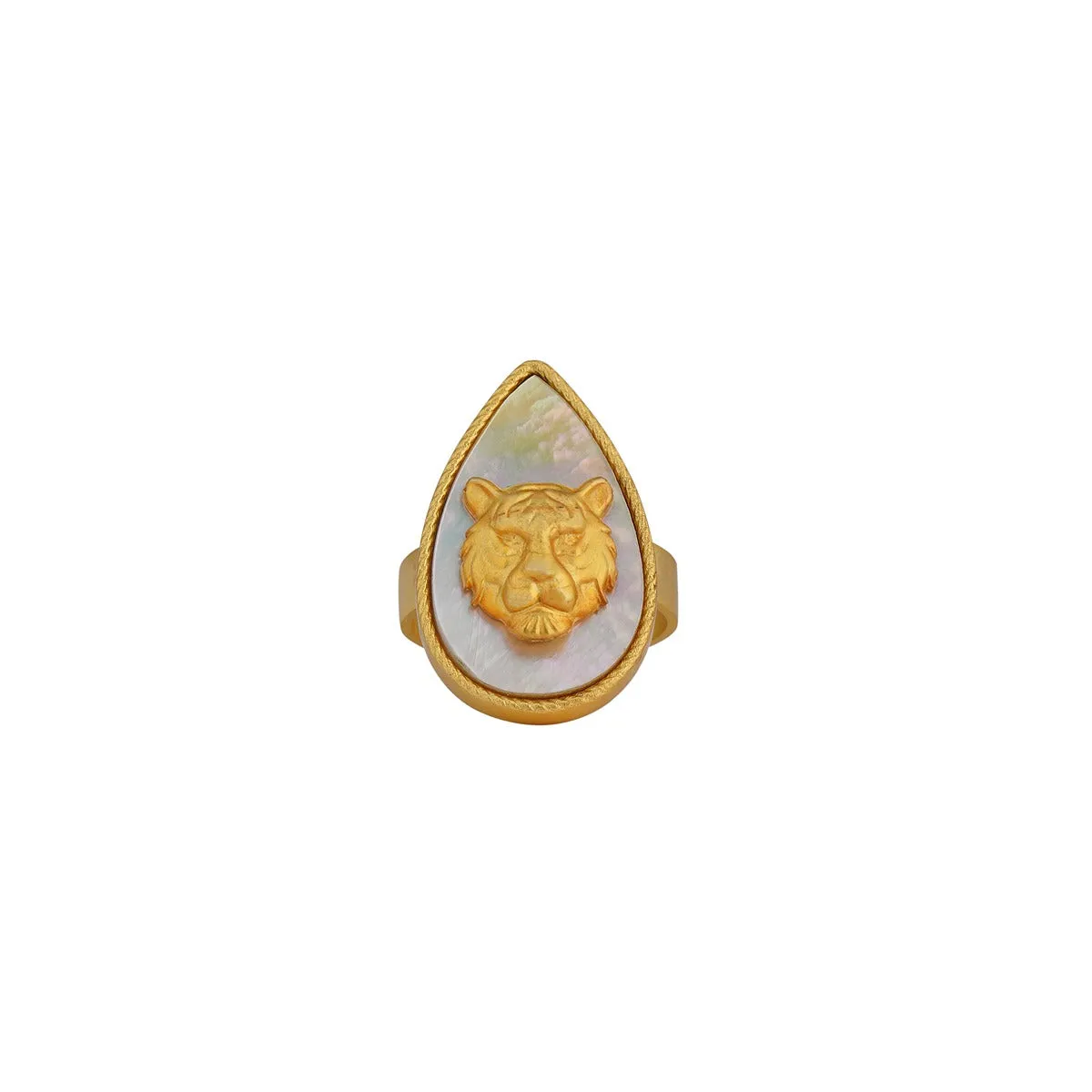 Tigris Charm - Tiger Ring with Mother of Pearl