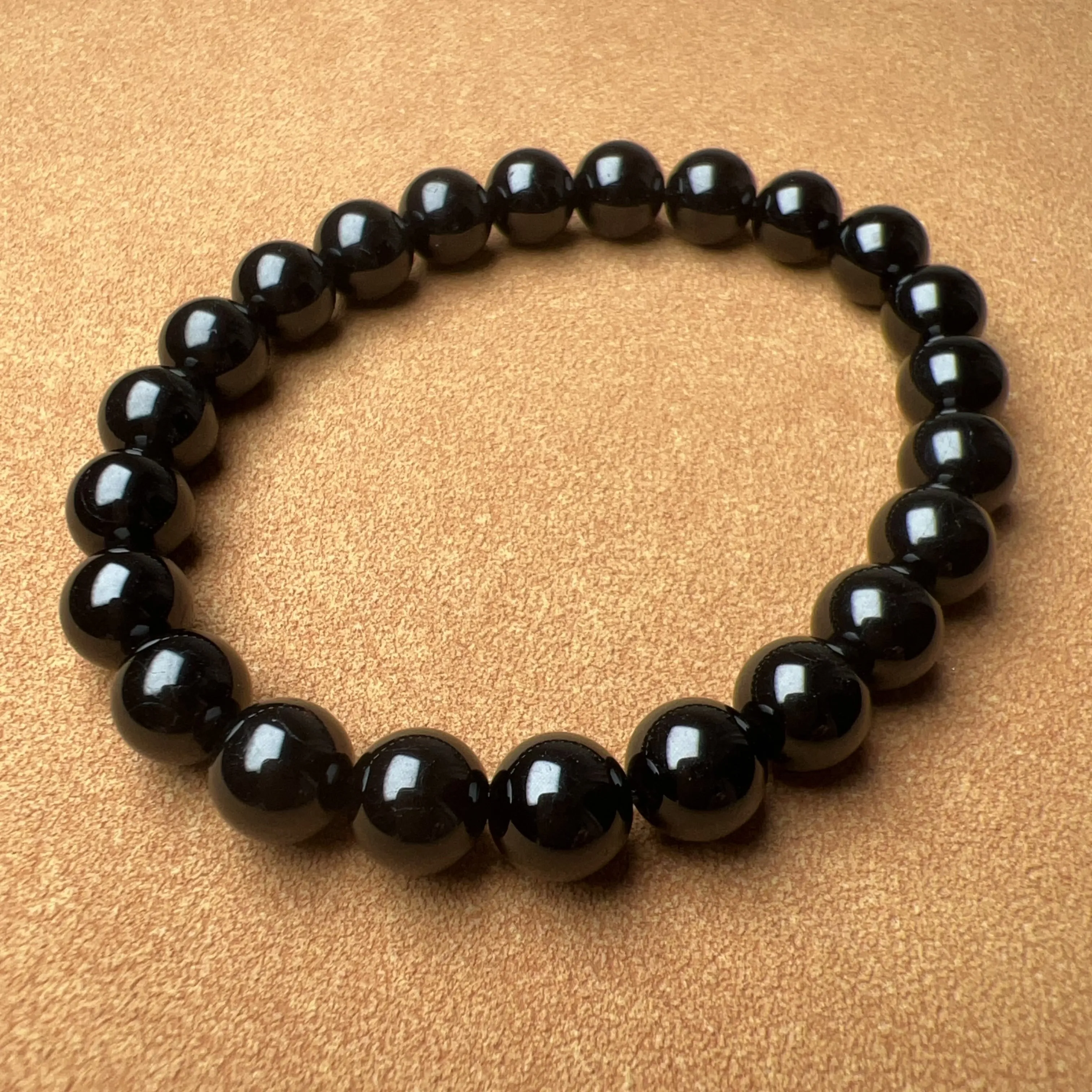 Top Grade Black Tourmaline Elastic Bracelet | Handmade Reiki Healing Crystal Jewelry | 1st Root Chakra Remove Negativity